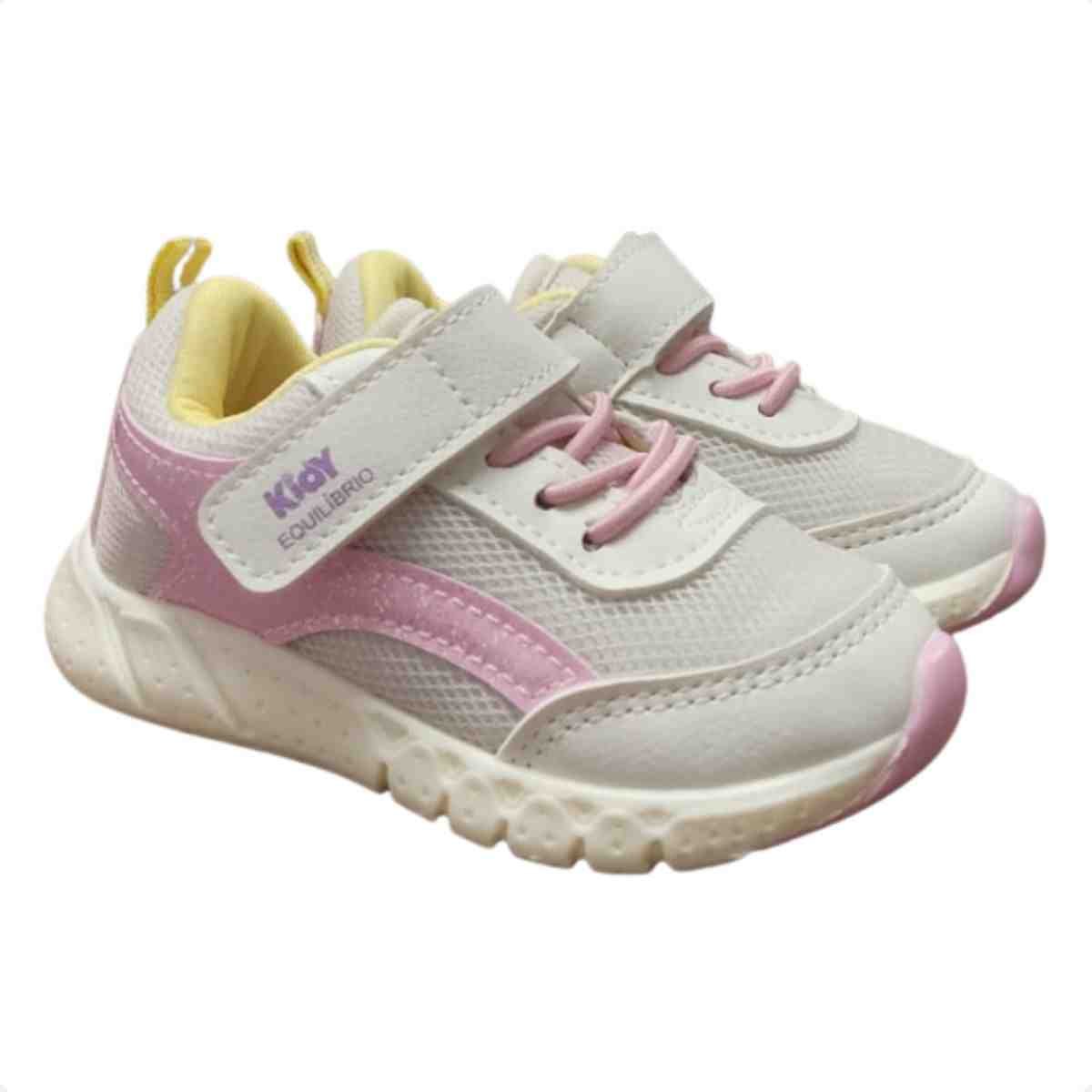 Tênis Running Infantil Kidy  Branco Rosa Branco 2