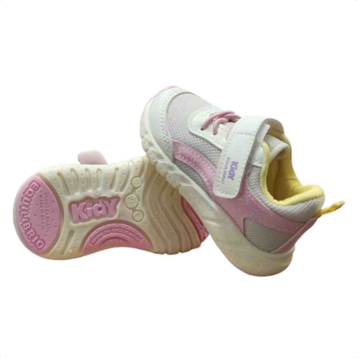 Tênis Running Infantil Kidy  Branco Rosa Branco 4