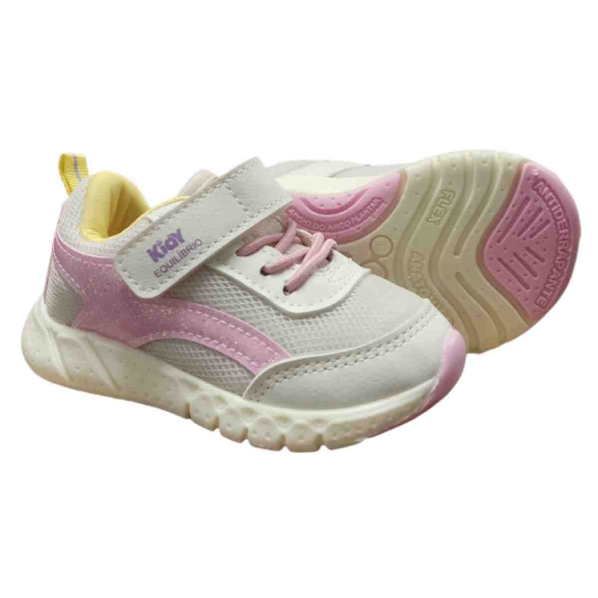 Tênis Running Infantil Kidy  Branco Rosa Branco 5
