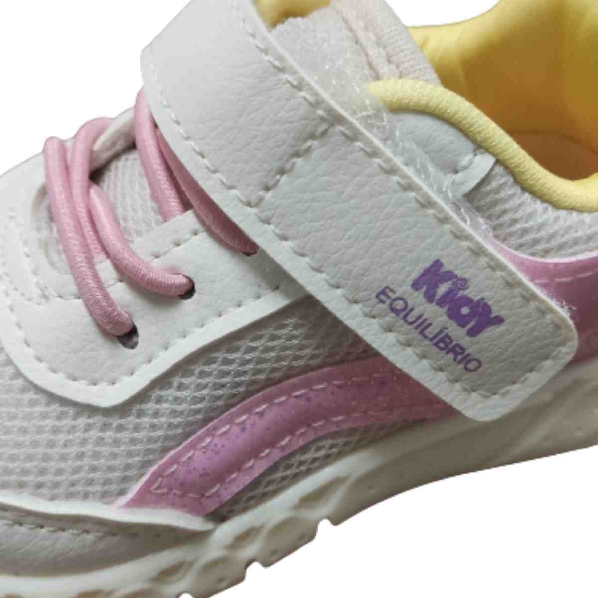 Tênis Running Infantil Kidy  Branco Rosa Branco 7