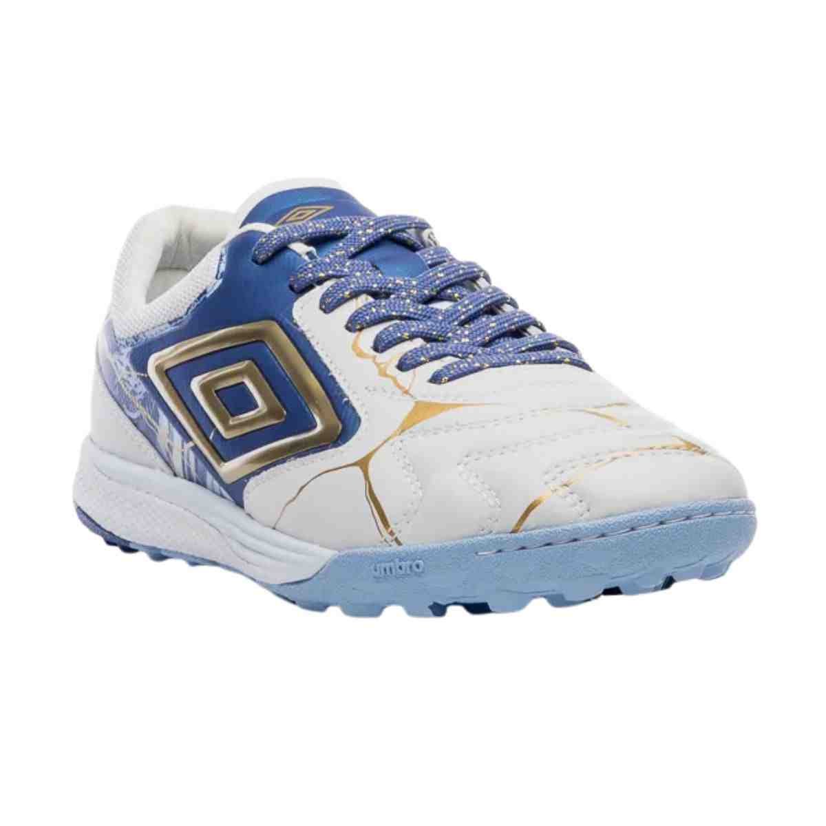 Chuteira Society Masculina Umbro Ada Master Class Pro Bump Branca E Azul Branco/Azul 2