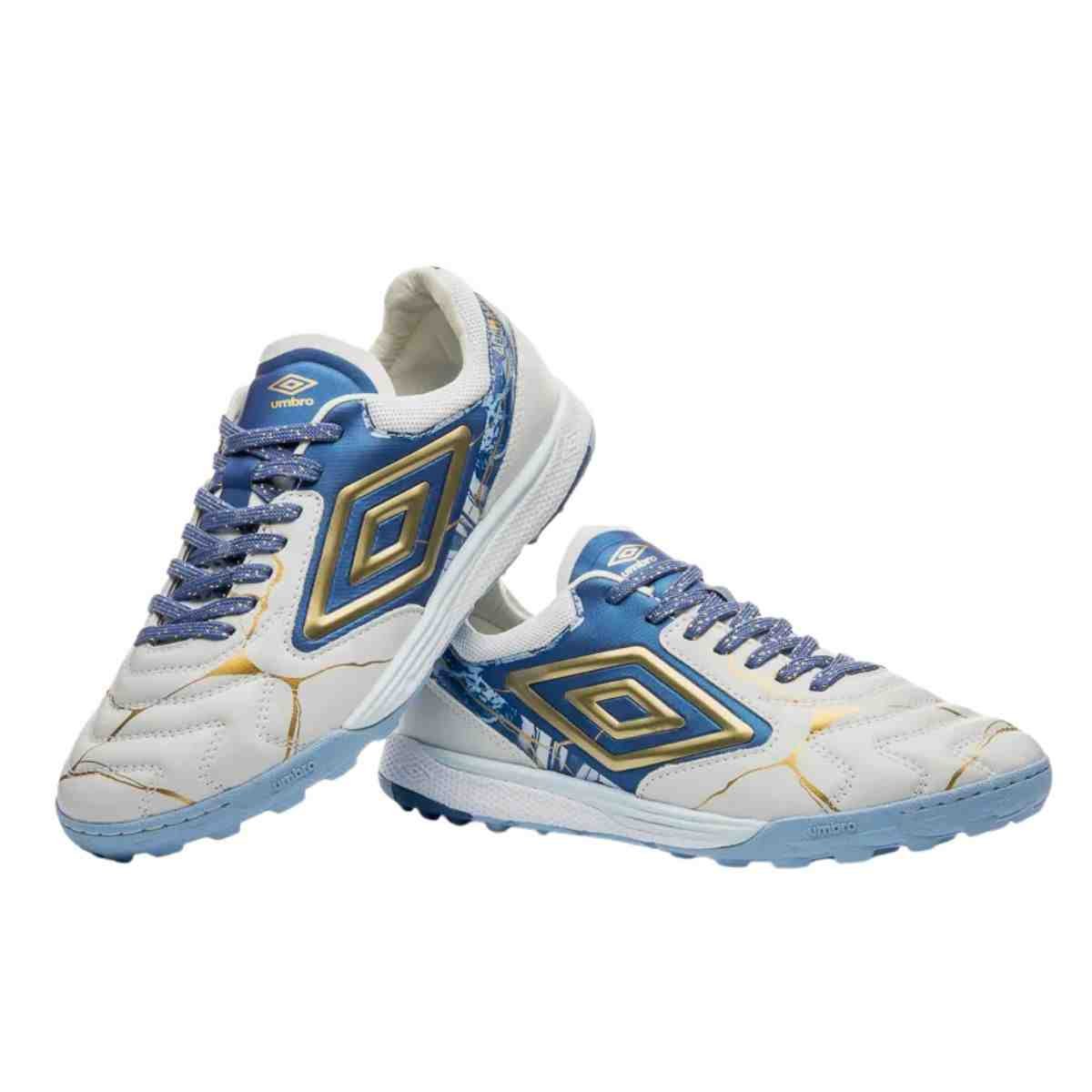 Chuteira Society Masculina Umbro Ada Master Class Pro Bump Branca E Azul Branco/Azul 5