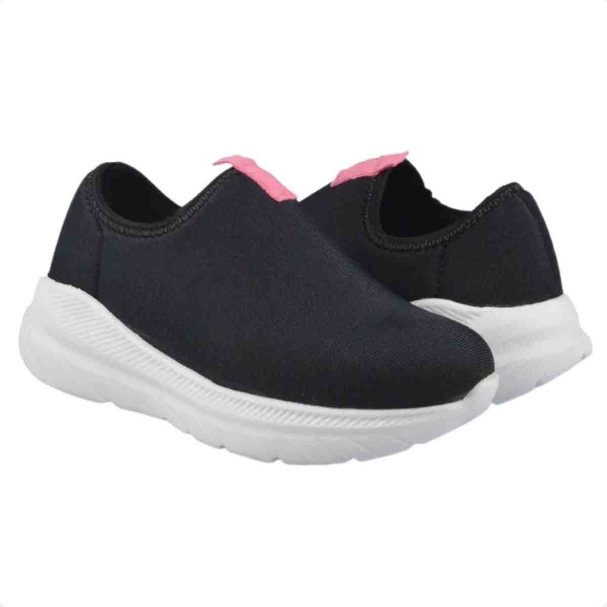 Tênis Slip On Infantil Molekinha Preto Rosa Preto 2