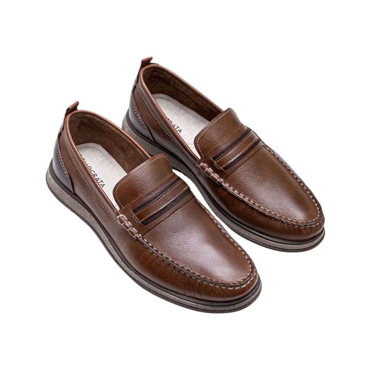 Sapato Mocassim Masculino Democrata Nash Marrom Marrom 2