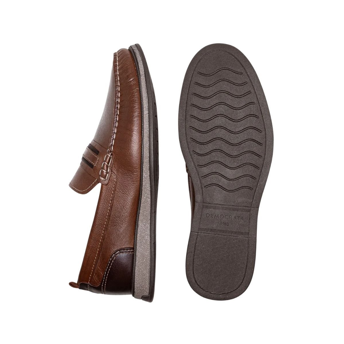 Sapato Mocassim Masculino Democrata Nash Marrom Marrom 4