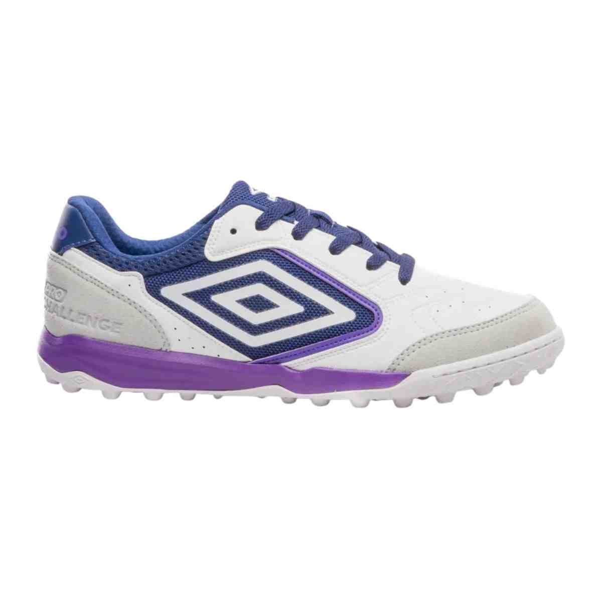 Chuteira Society Masculina Umbro Pro Challenge Uptake Branca E Roxa