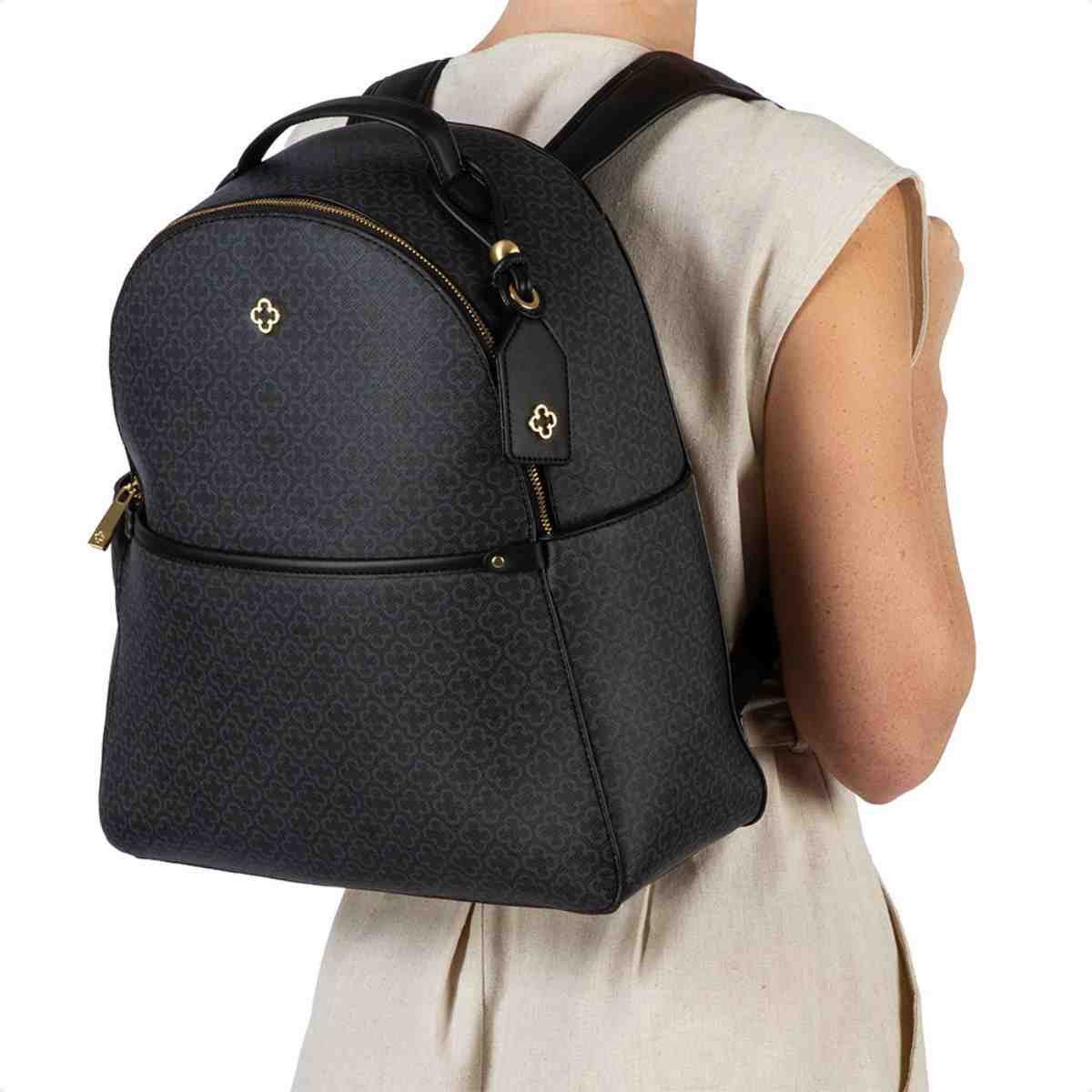 Bolsa Mochila Feminina Capodarte Monograma Preta Preto 2