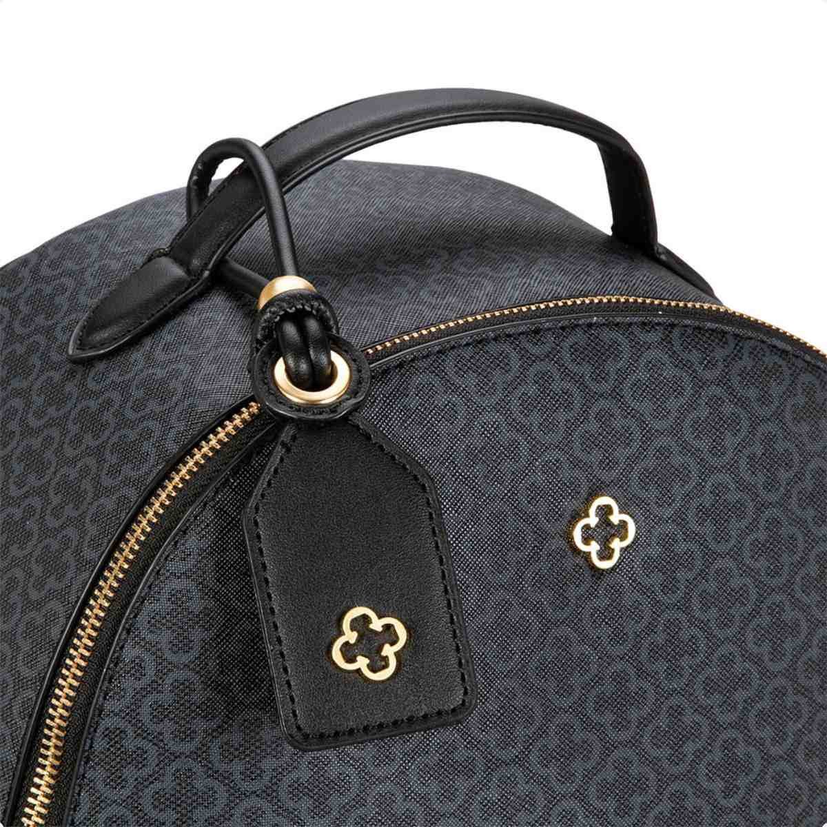 Bolsa Mochila Feminina Capodarte Monograma Preta Preto 3