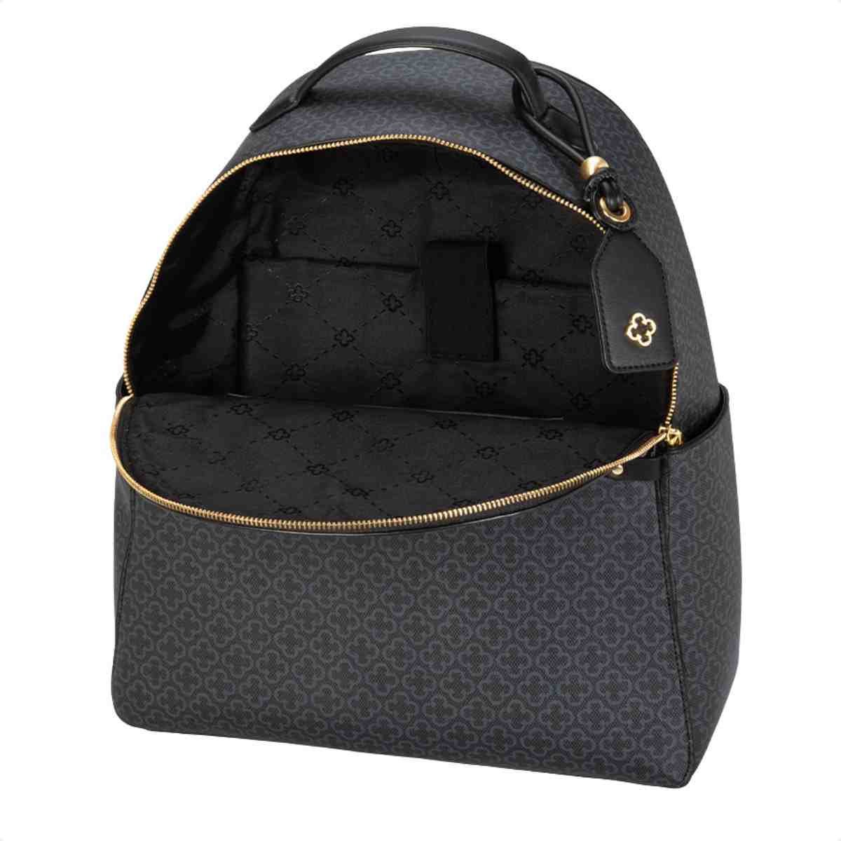 Bolsa Mochila Feminina Capodarte Monograma Preta Preto 5