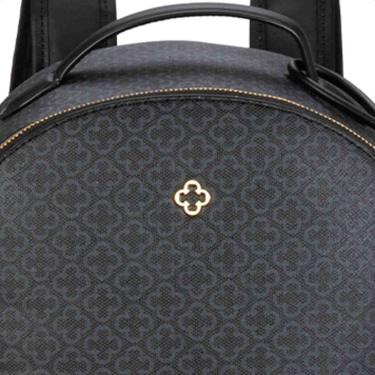 Bolsa Mochila Feminina Capodarte Monograma Preta Preto 6