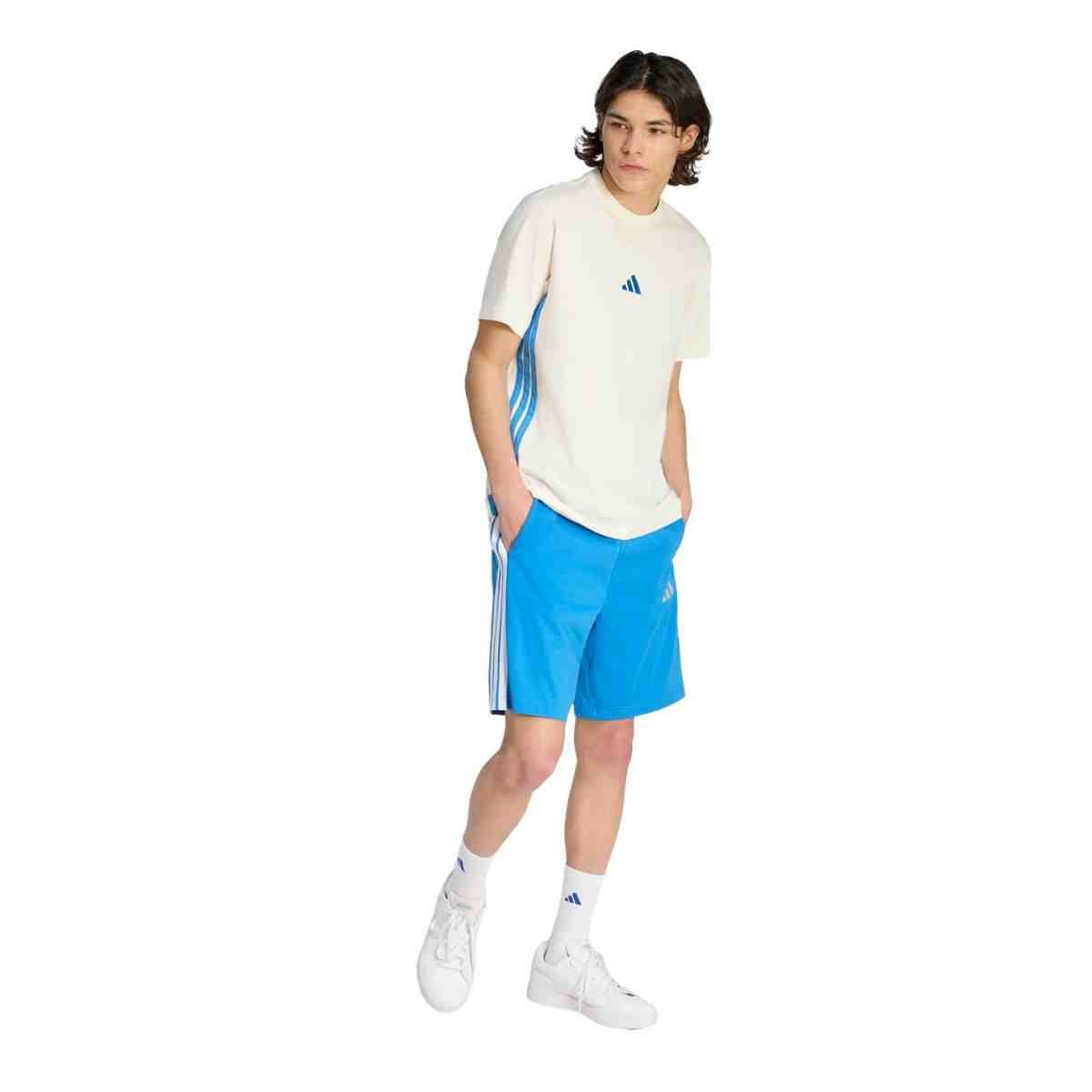 Camiseta Masculina Adidas Essentials 3 Stripes Off White Branco 2