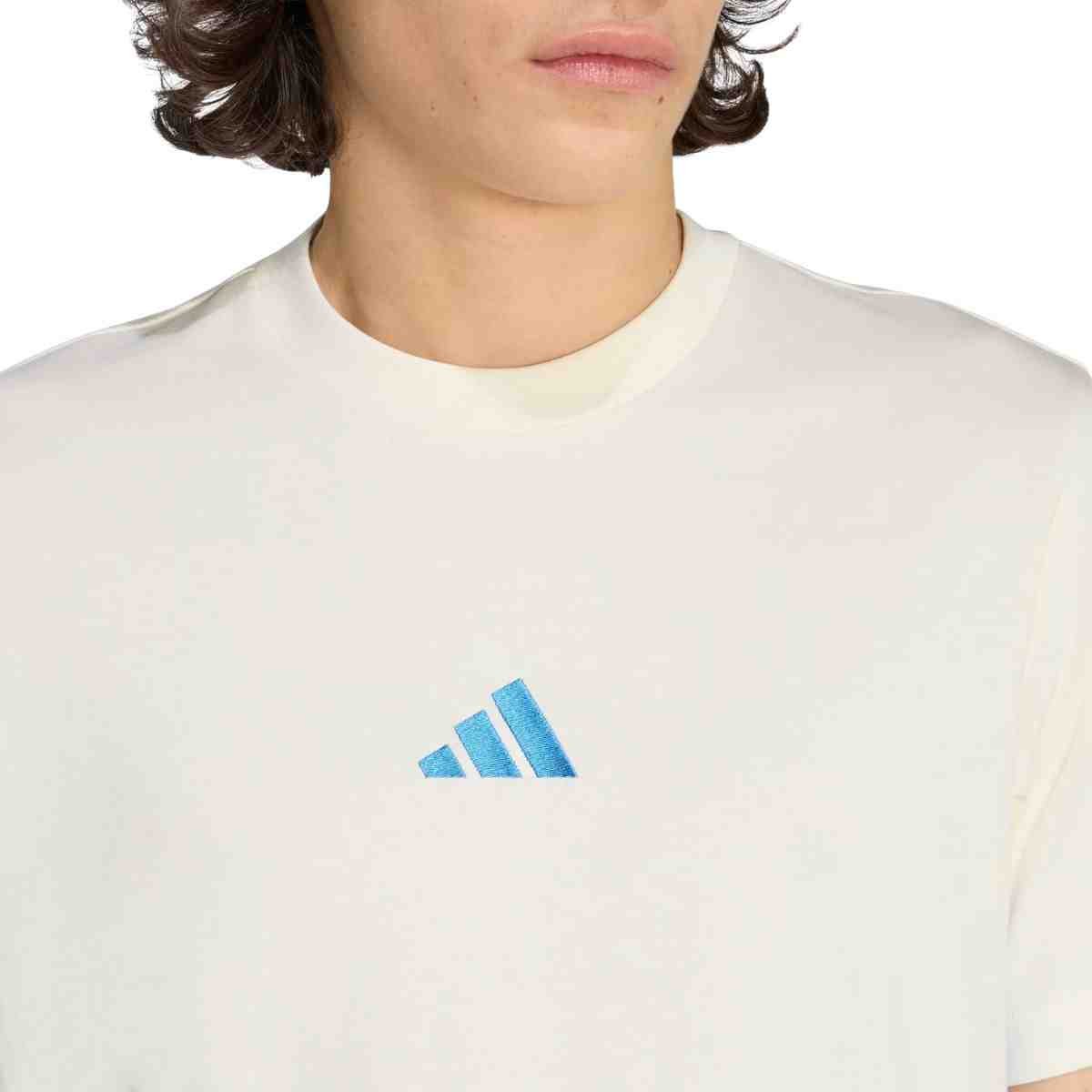 Camiseta Masculina Adidas Essentials 3 Stripes Off White Branco 4