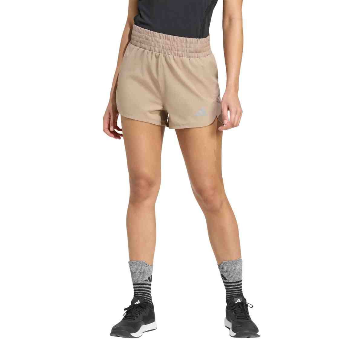 Shorts Feminino Curto Adidas Tech Pacer Marrom Claro