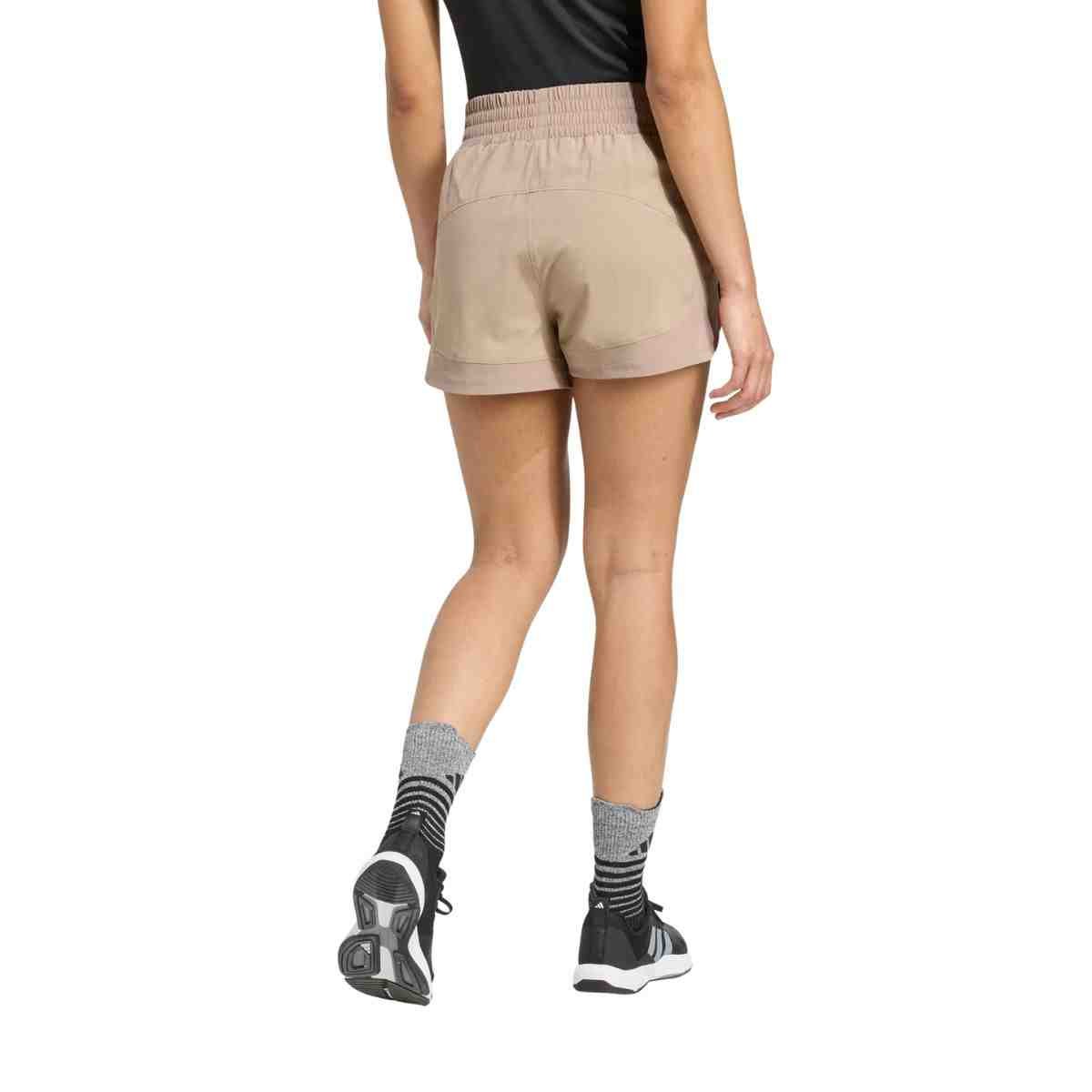Shorts Feminino Curto Adidas Tech Pacer Marrom Claro Bege 3