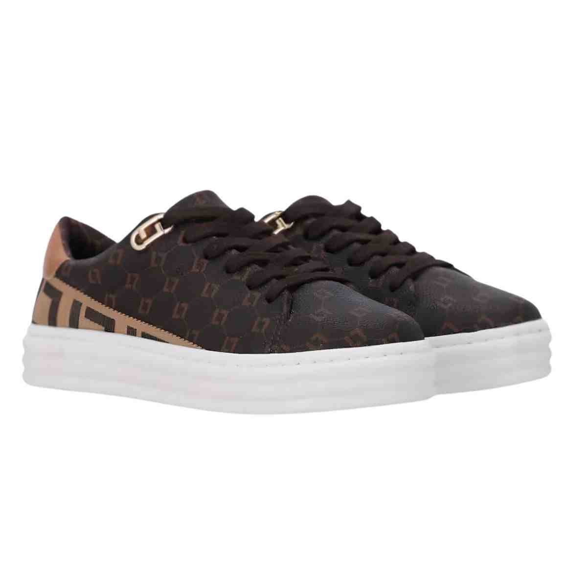 Tenis Moda Feminino Luz Da Lua Monograma Marrom Marrom 2