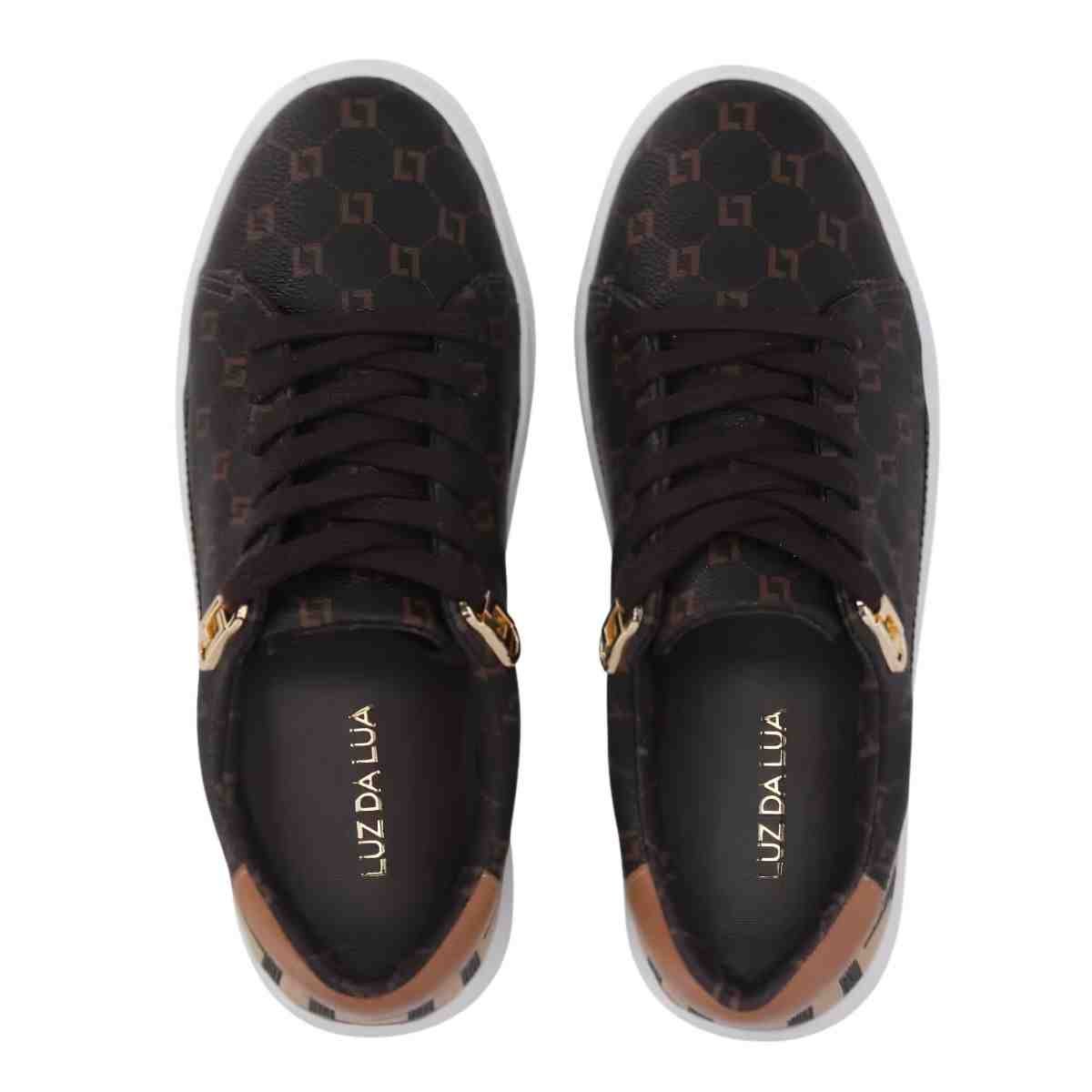 Tenis Moda Feminino Luz Da Lua Monograma Marrom Marrom 3