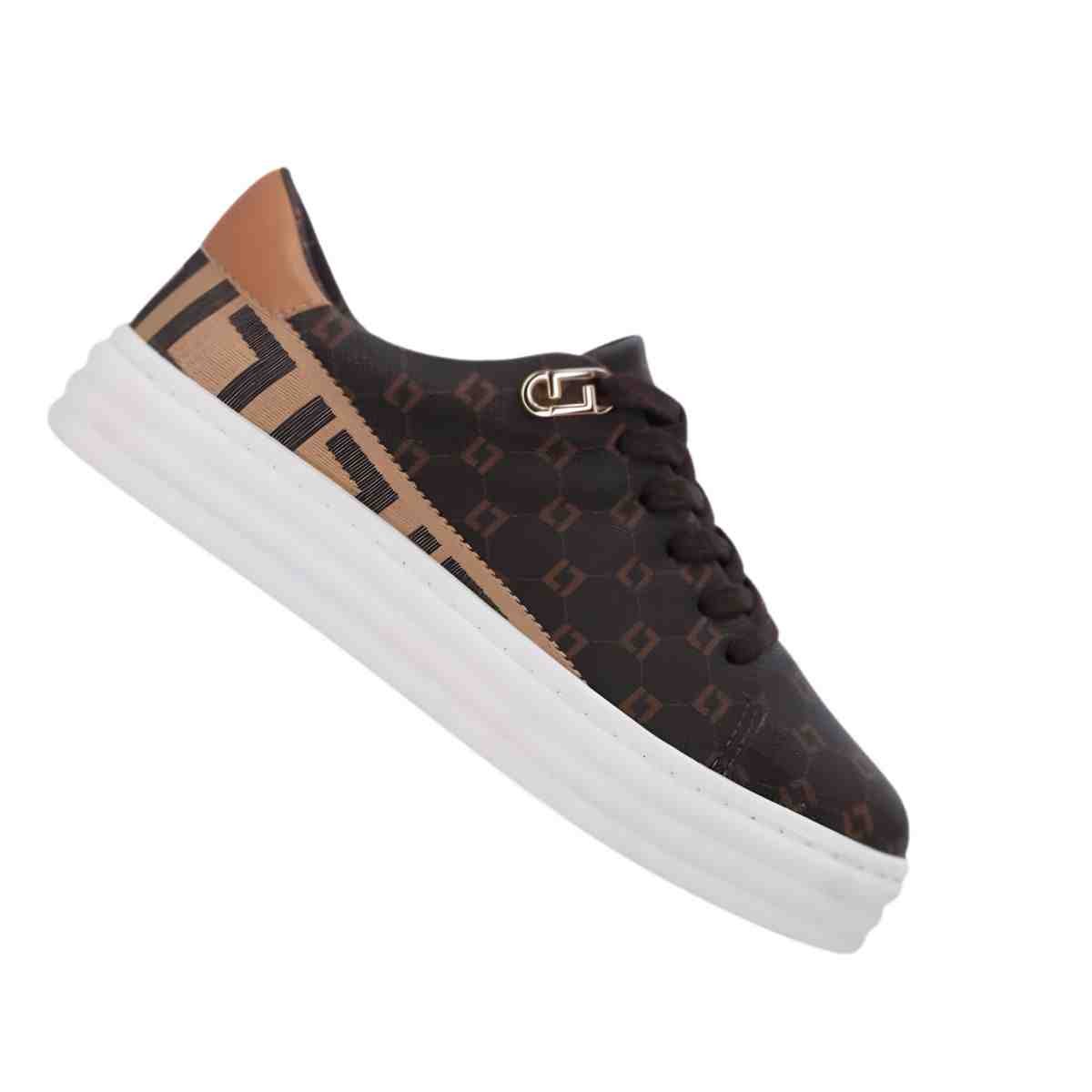Tenis Moda Feminino Luz Da Lua Monograma Marrom Marrom 6
