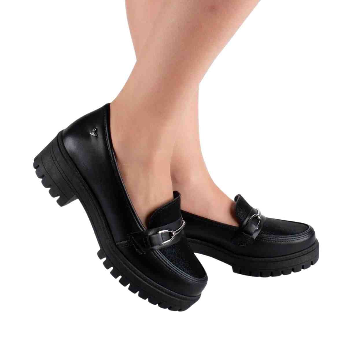 Sapato Feminino Mocassim Mississipi Loafer Preto Preto 3