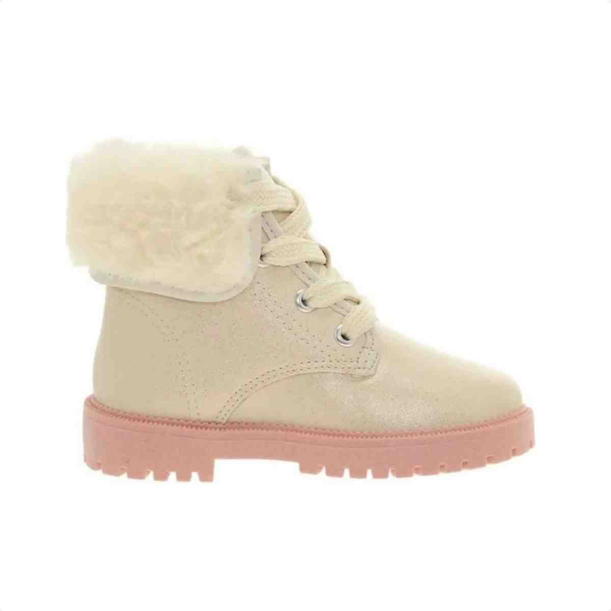Bota Coturno Bebe Molekinha Branco Dourado 1