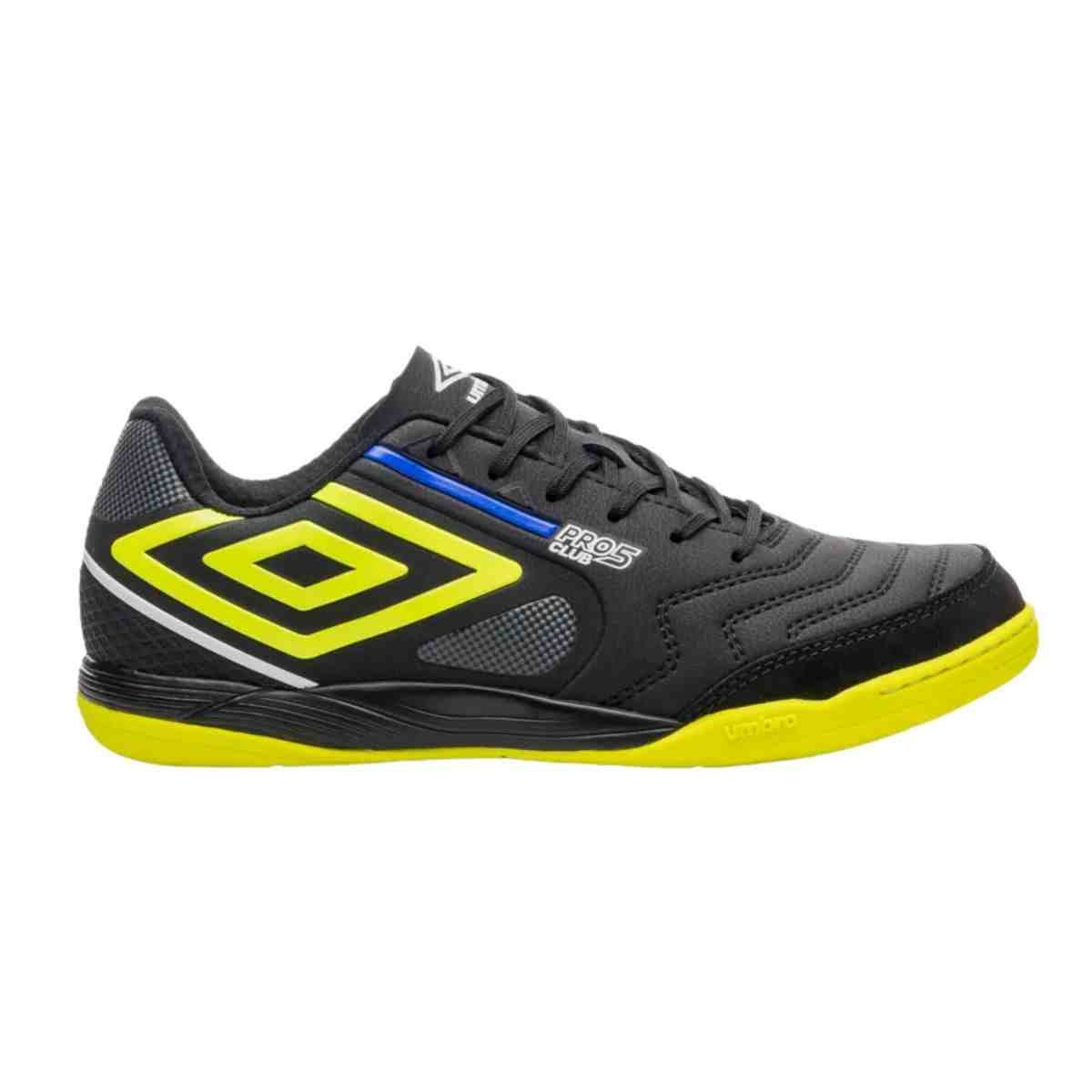 Chuteira Indoor Masculina Umbro Pro 5 Bump Club Preto E Verde