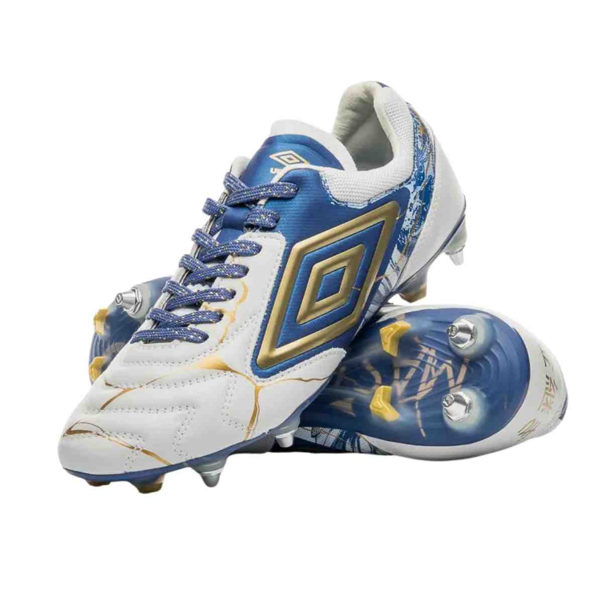 Chuteira Campo Masculina Umbro Ada Master Class Pro Sg Kints Branca E Azul Branco 5