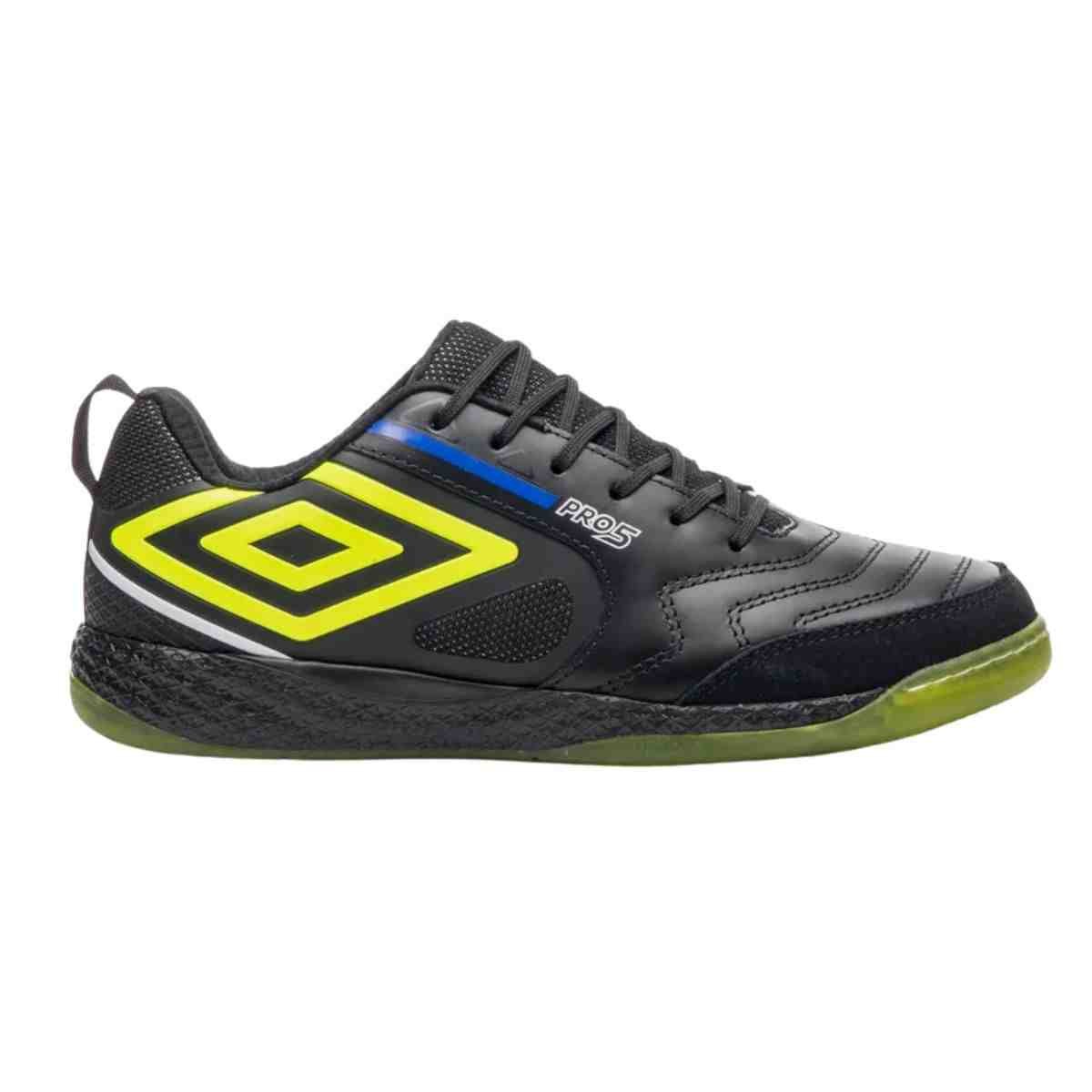 Chuteira Indoor Masculina Umbro Pro 5 Bump Preta E Verde