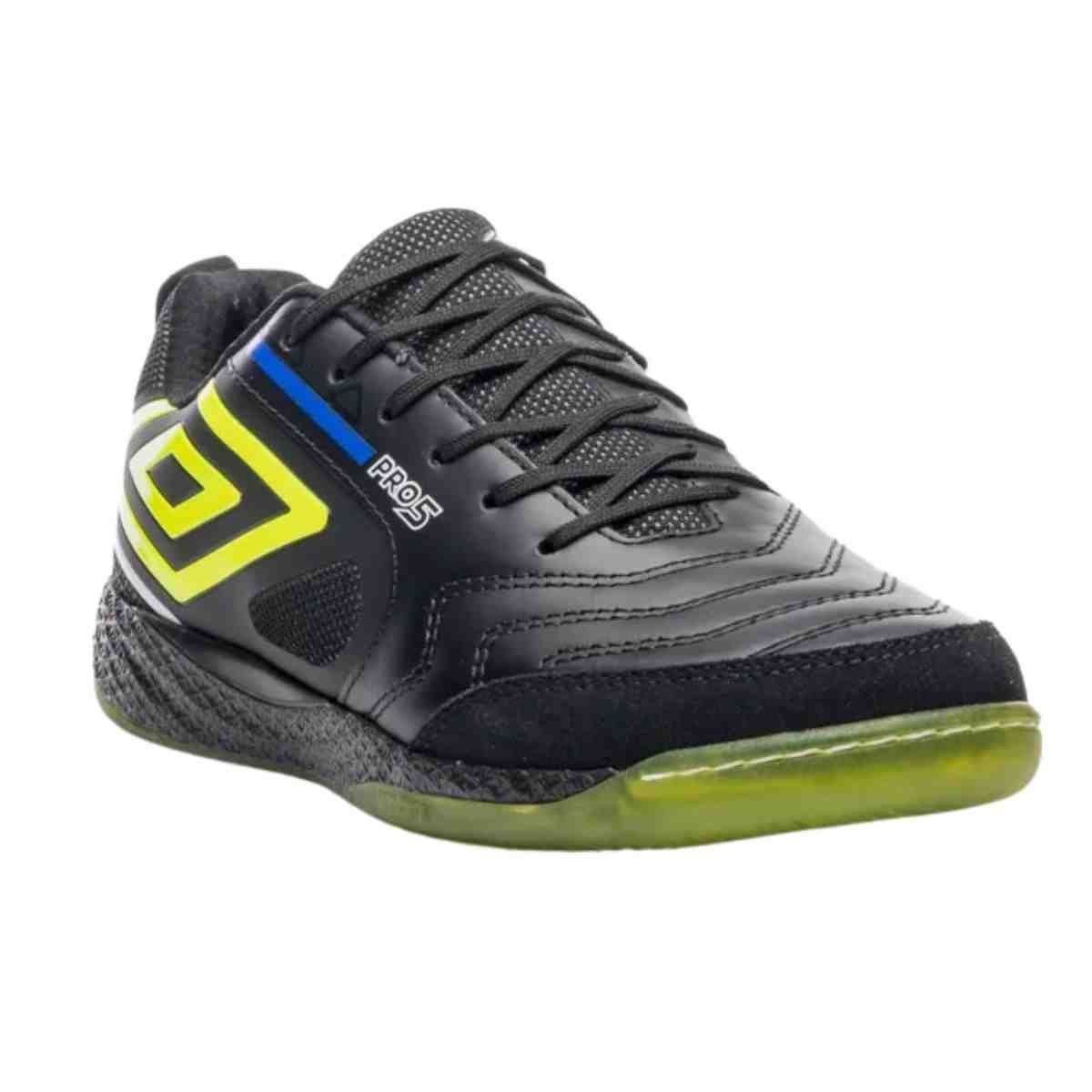 Chuteira Indoor Masculina Umbro Pro 5 Bump Preta E Verde Preto 2