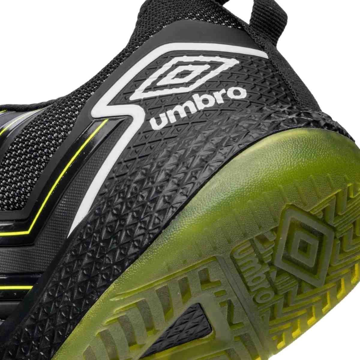 Chuteira Indoor Masculina Umbro Pro 5 Bump Preta E Verde Preto 6