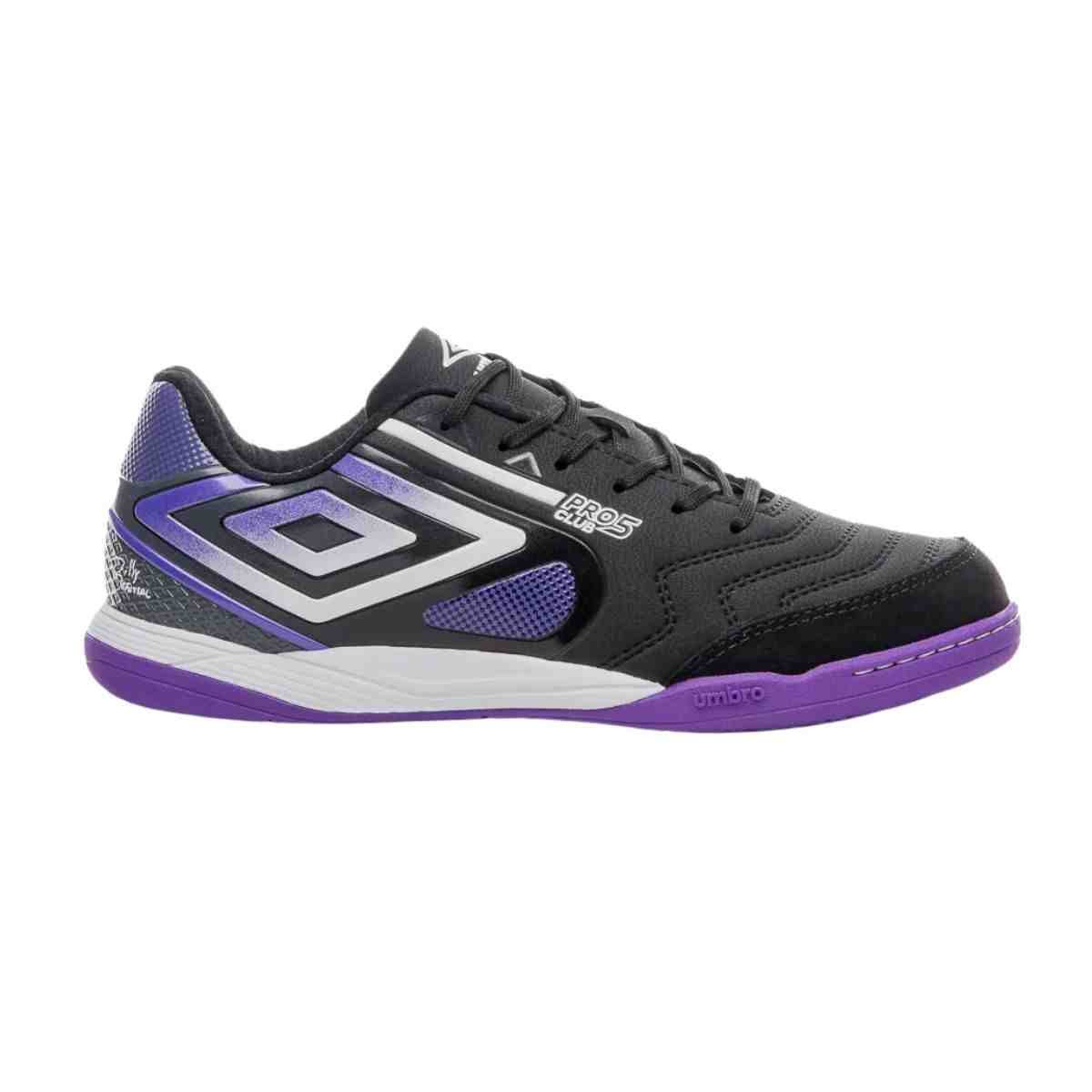 Chuteira Indoor Masculina Umbro Pro 5 Bump Club Preta E Roxa Preto