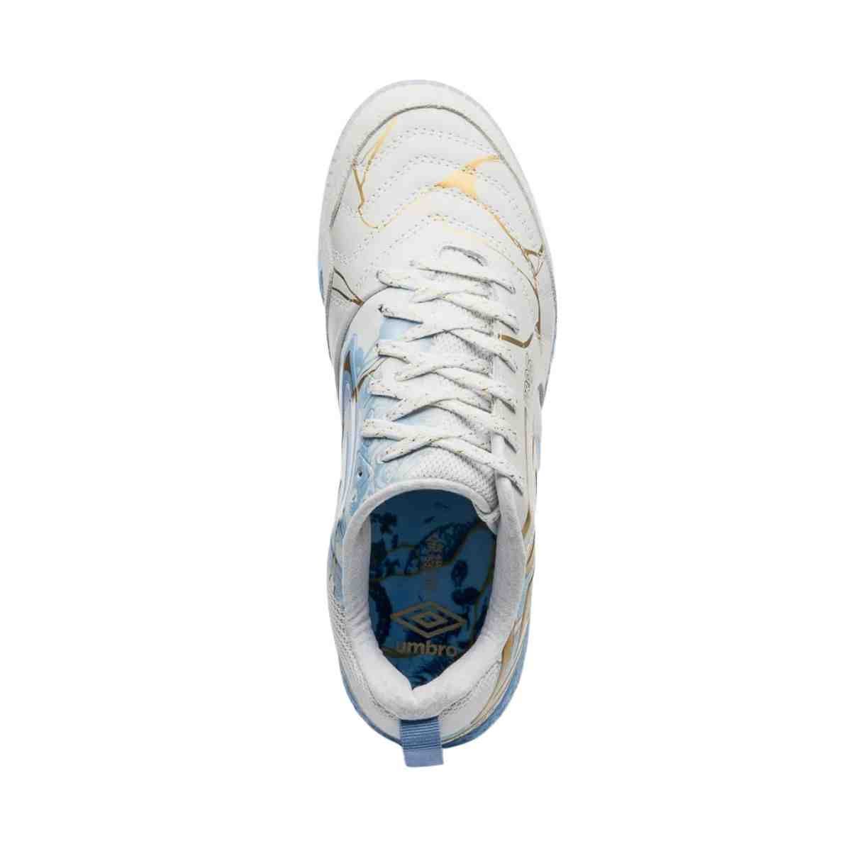 Chuteira Indoor Masculina Umbro Pro 5 Bump Kintsugi Branca E Azul Branco 3