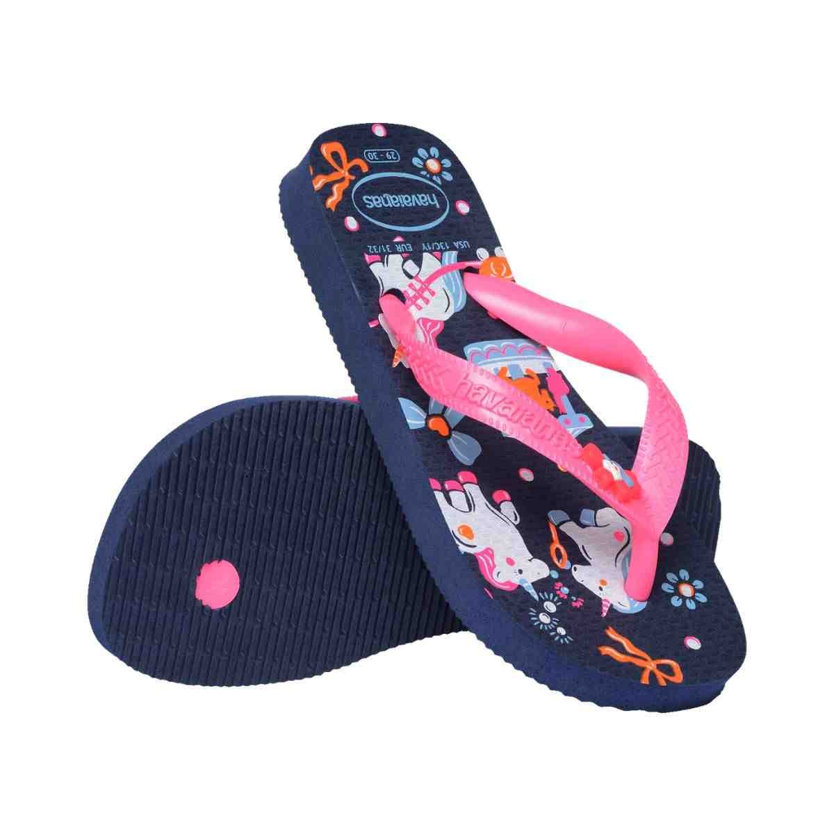 Chinelo Dedo Infantil Havaianas Kids Fantasy Azul Marinho Rosa 4