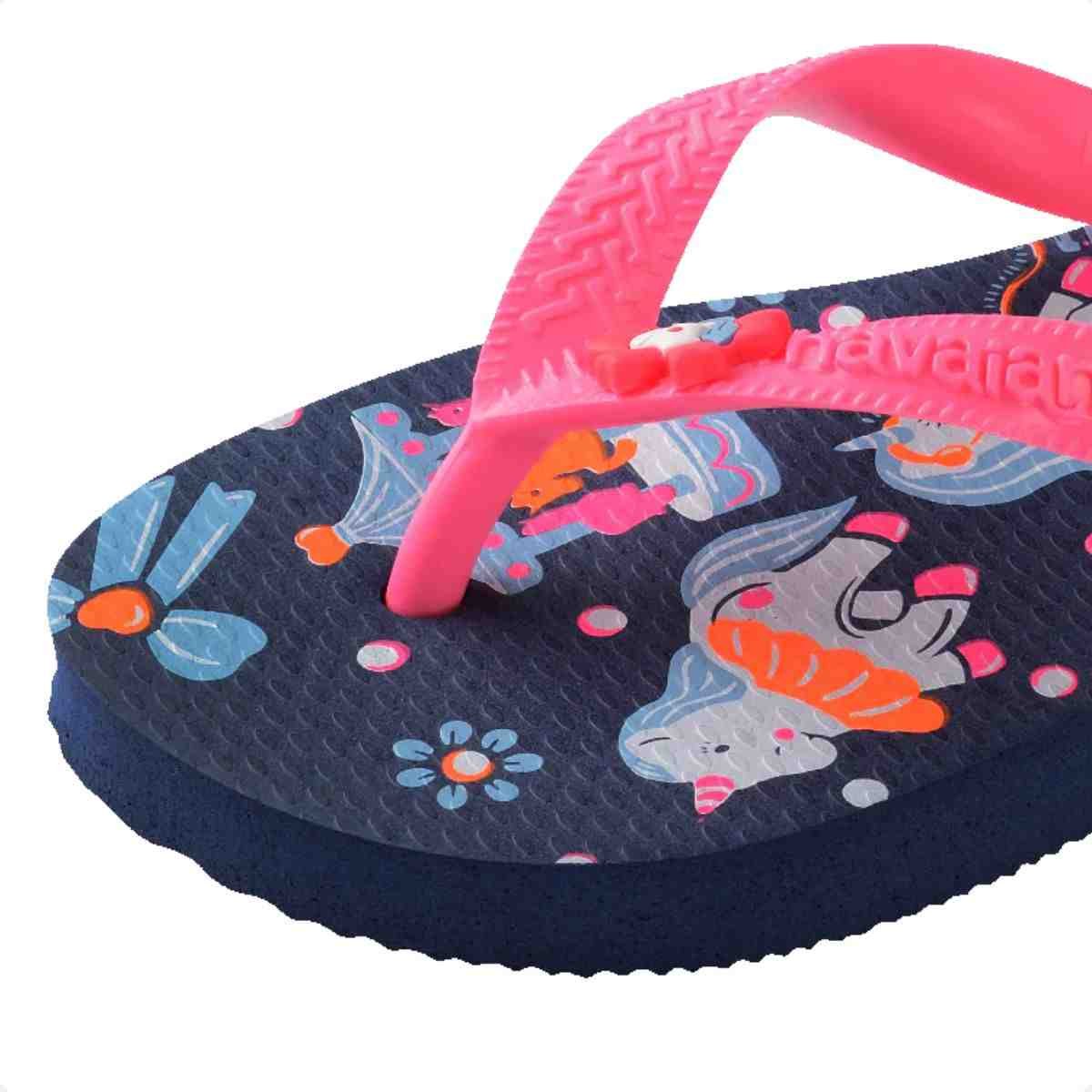 Chinelo Dedo Infantil Havaianas Kids Fantasy Azul Marinho Rosa 7