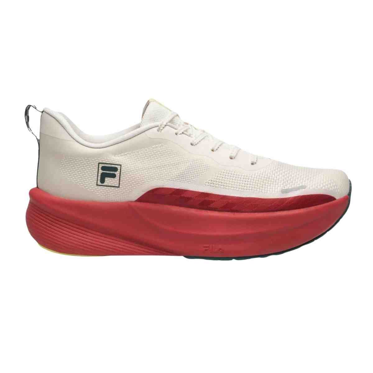 Tênis Corrida Feminino Fila Aero Skyfoam Bege E Vermelho