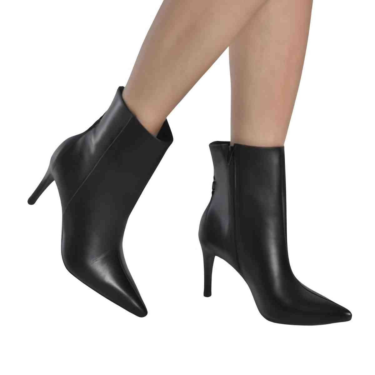 Bota Feminina Social Cano Baixo Via Marte Preta Preto 4