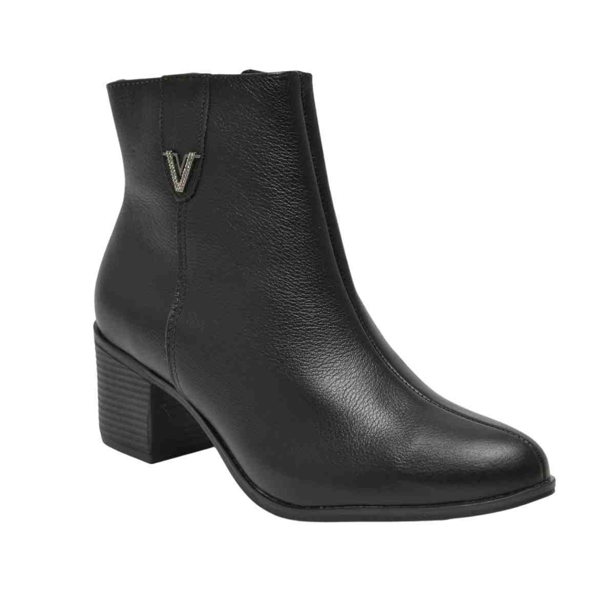 Bota Feminina Salto Bloco Cano Baixo Via Marte Preta Preto 2