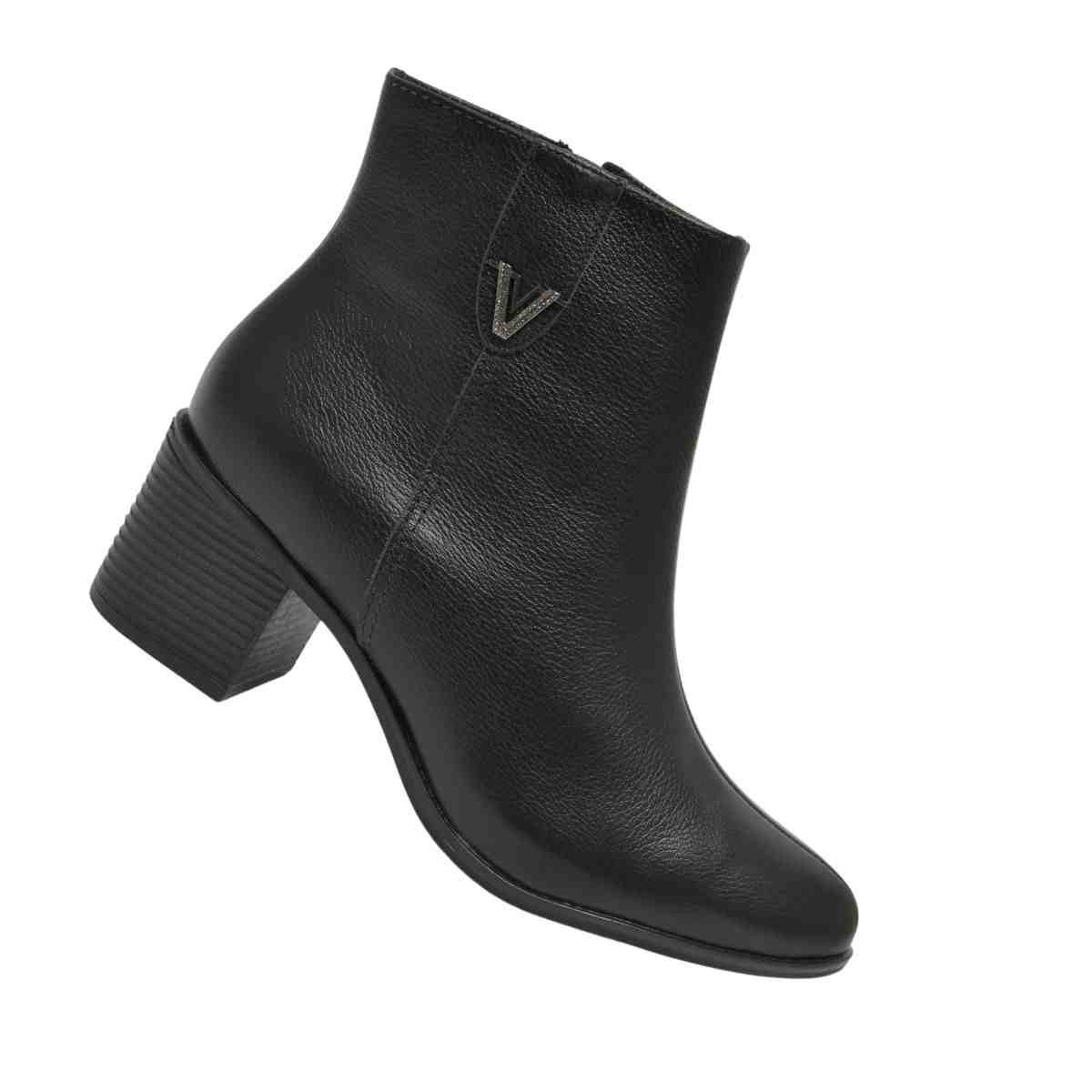 Bota Feminina Salto Bloco Cano Baixo Via Marte Preta Preto 7