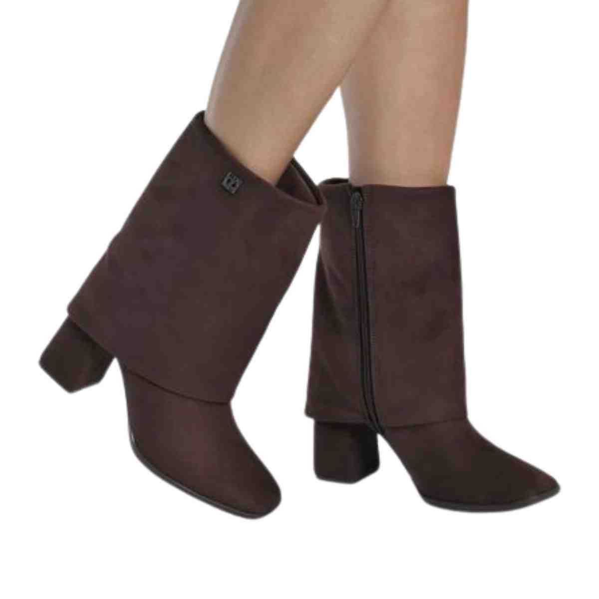 Bota Feminina Social Capa Cano Médio Via Marte Marrom Marrom 4