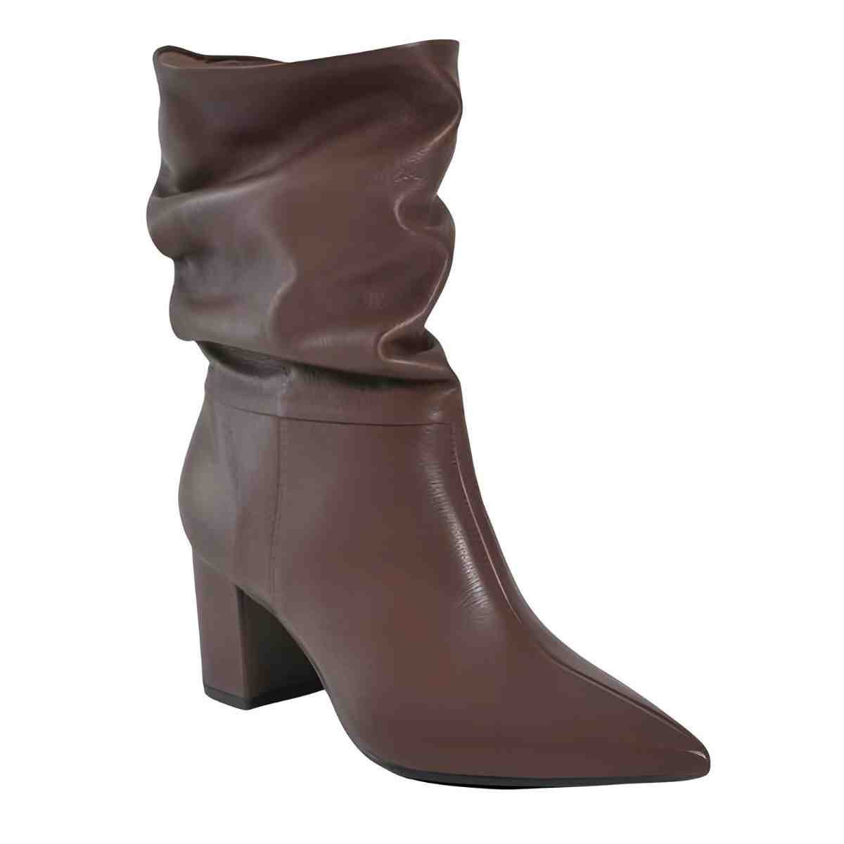 Bota Feminina Social Cano Médio Via Marte Marrom Marrom 2