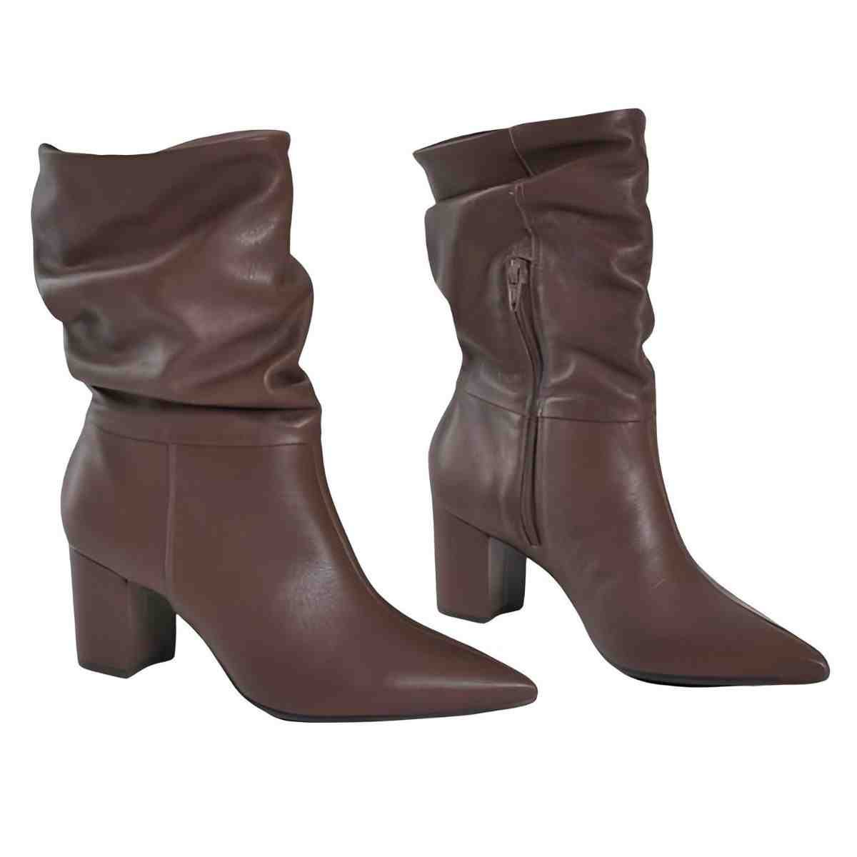 Bota Feminina Social Cano Médio Via Marte Marrom Marrom 3