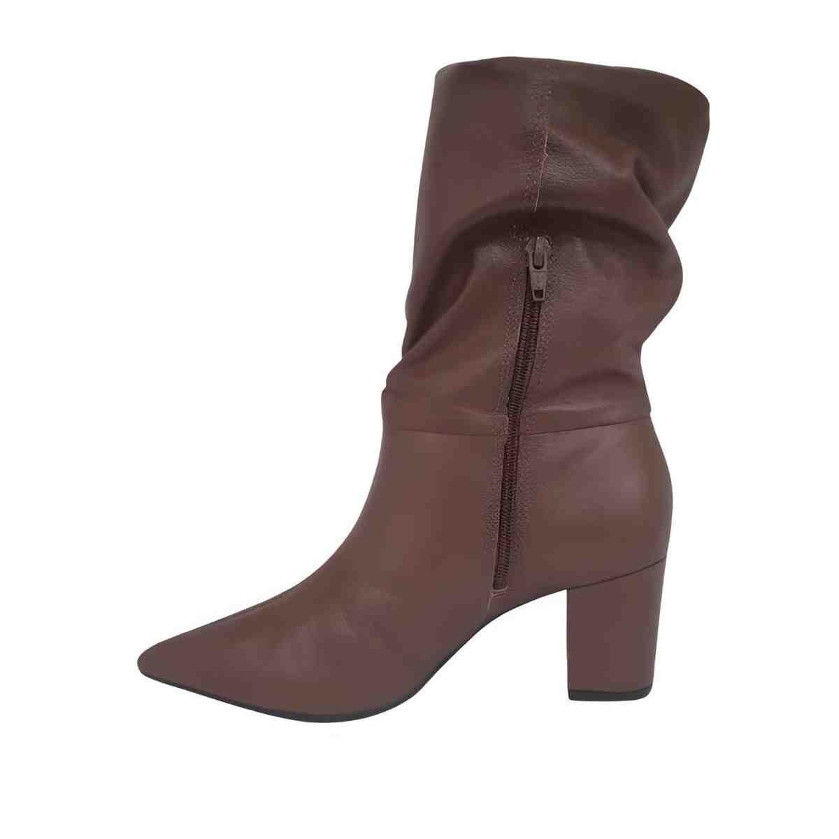 Bota Feminina Social Cano Médio Via Marte Marrom Marrom 6