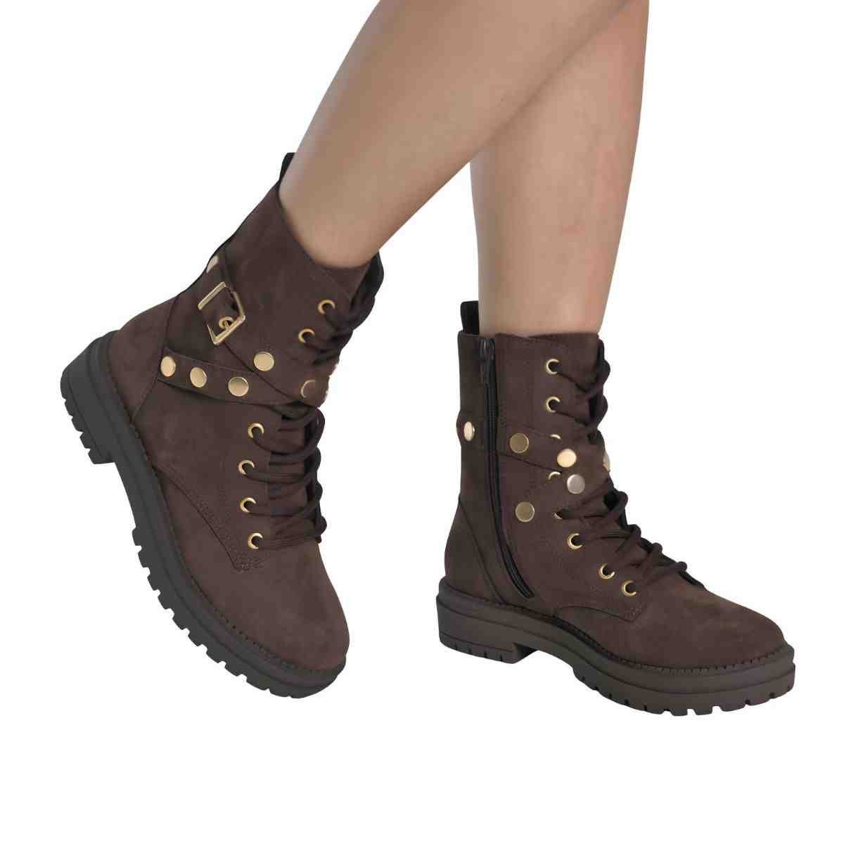 Bota Feminina Coturno Via Marte Marrom Marrom 4