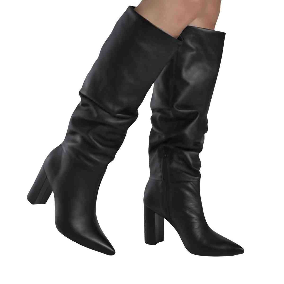 Bota Feminina Cano Alto Via Marte Slouchy Preta Preto 4