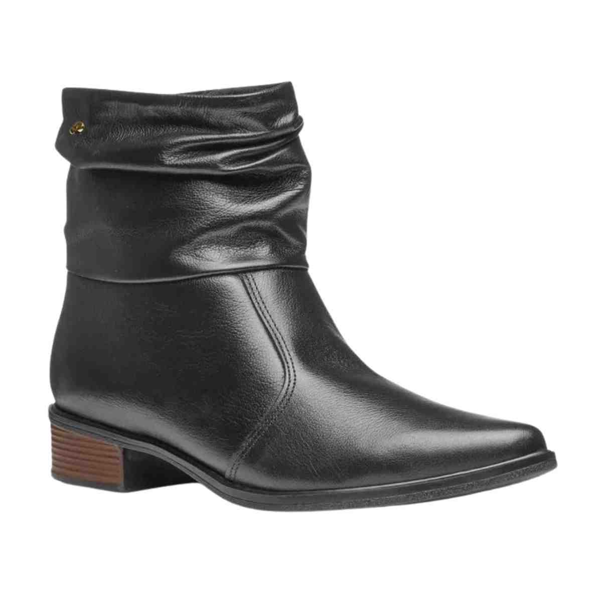 Bota Feminina Slouch Cano Baixo Pegada Preta Preto 2