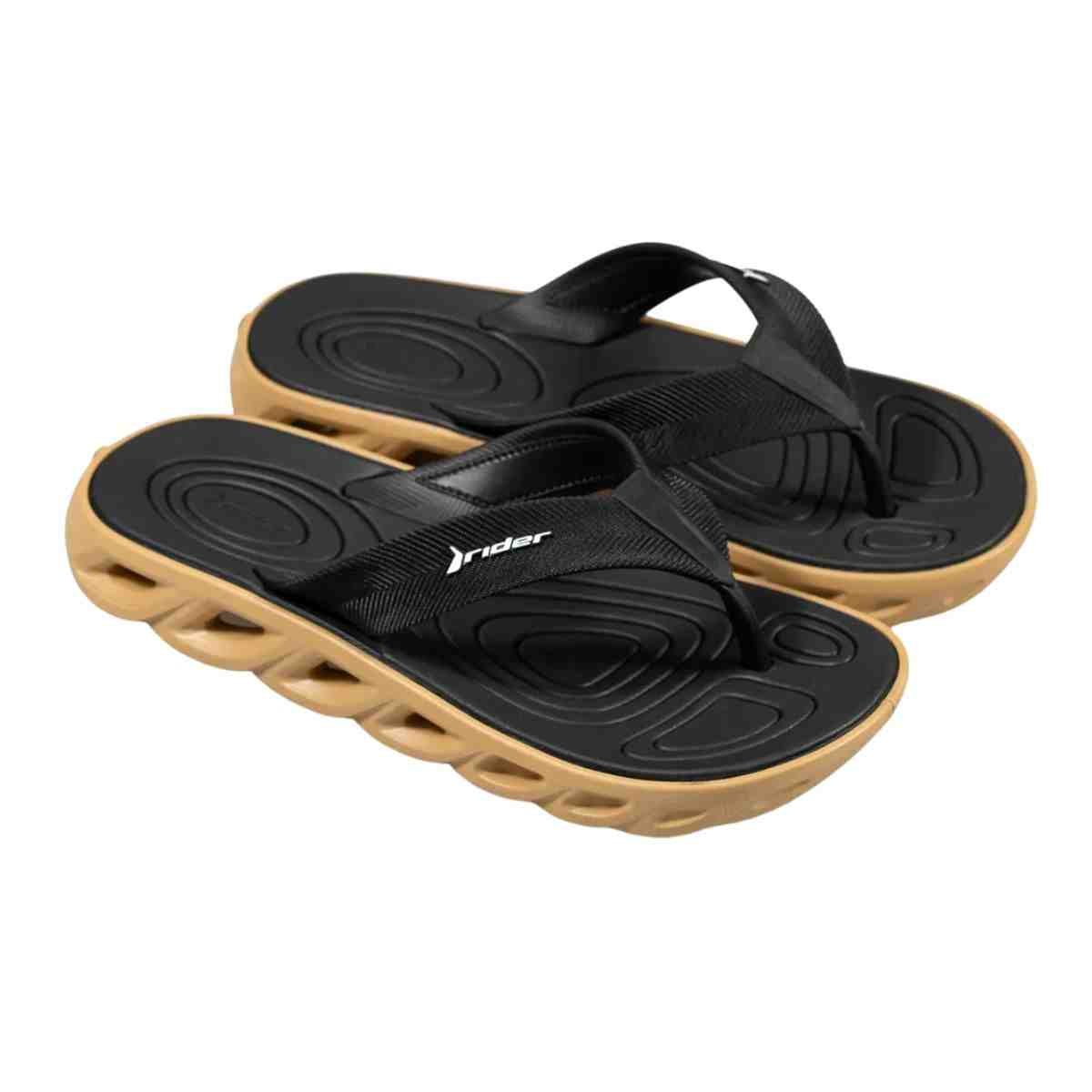 Chinelo Masculino Dedo Rider R Power Low Preto E Bege Bege/Preto 2