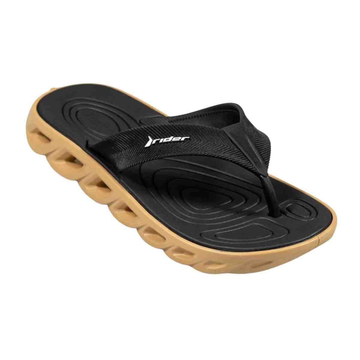 Chinelo Masculino Dedo Rider R Power Low Preto E Bege Bege/Preto 3