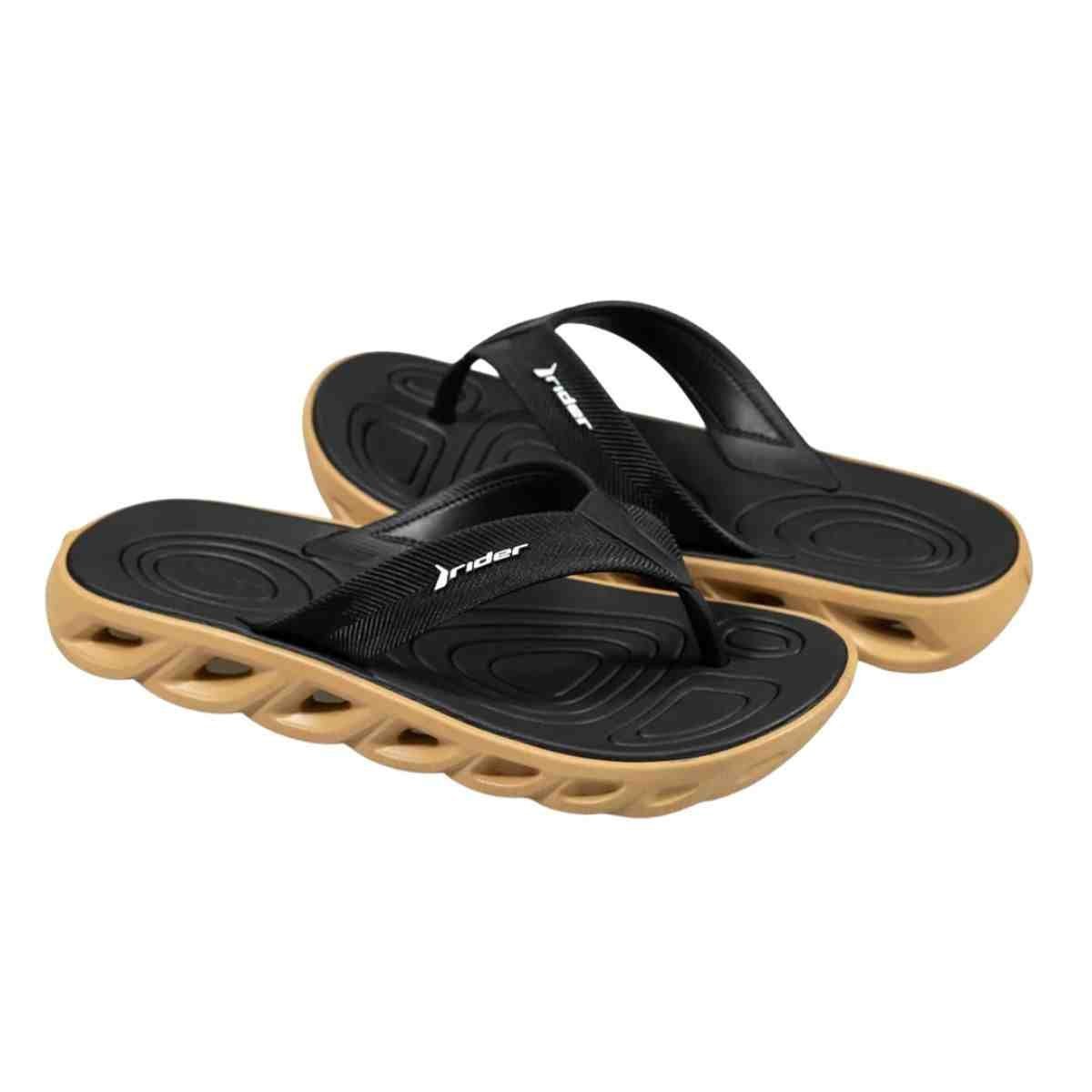Chinelo Masculino Dedo Rider R Power Low Preto E Bege Bege/Preto 4