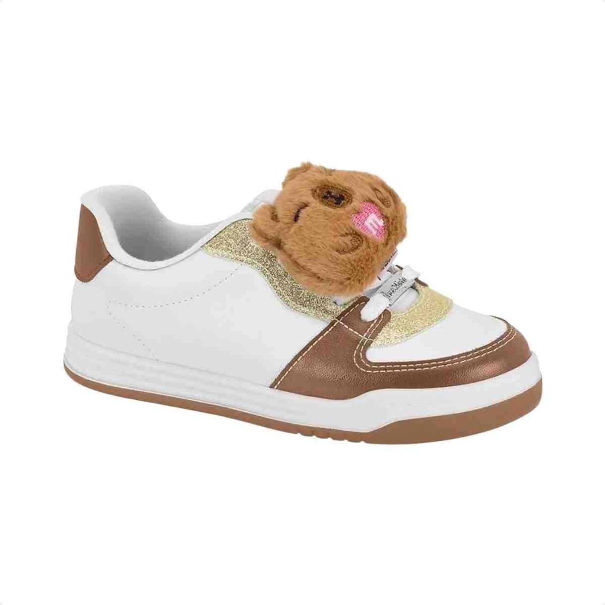 Tenis Casual Infantil Molekinha Branco Branco/Marrom 2