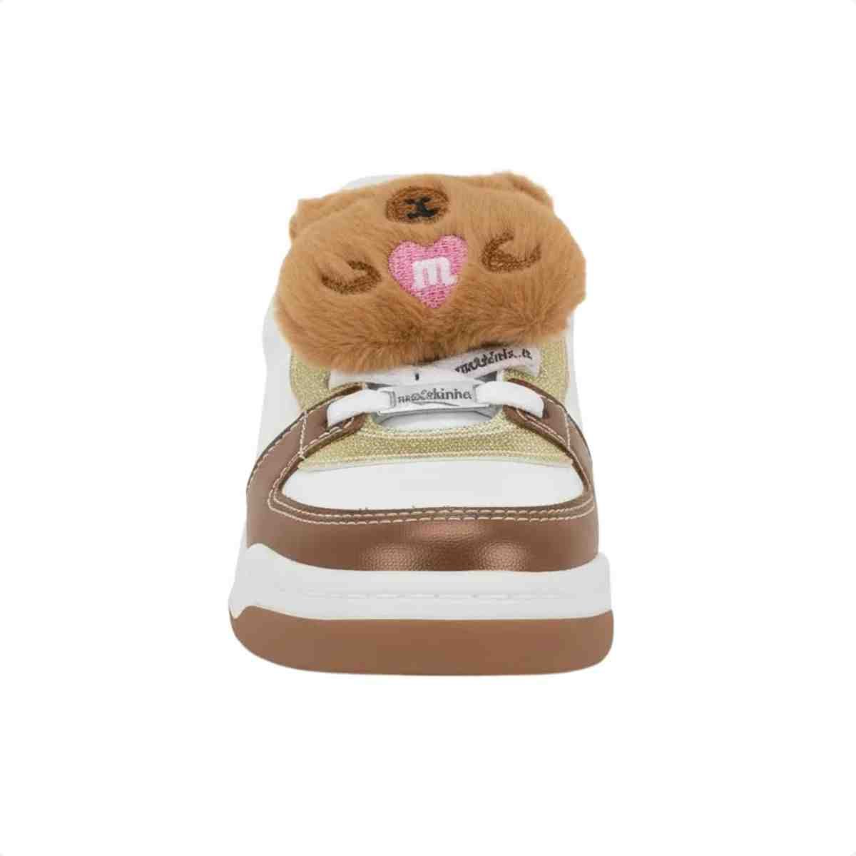 Tenis Casual Infantil Molekinha Branco Branco/Marrom 3