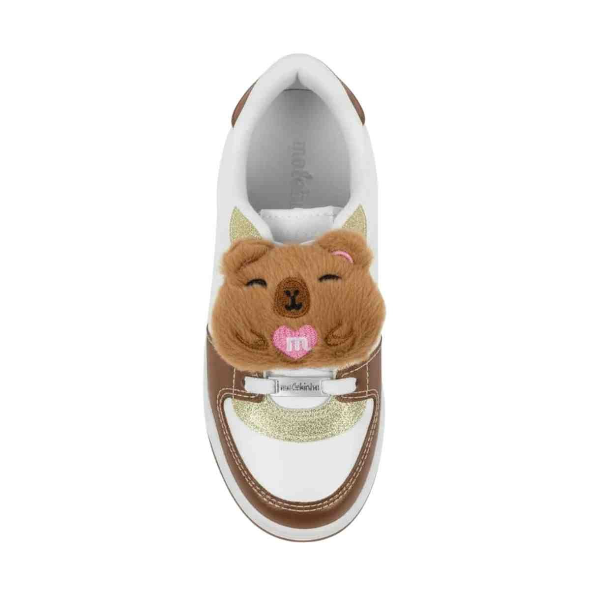 Tenis Casual Infantil Molekinha Branco Branco/Marrom 4