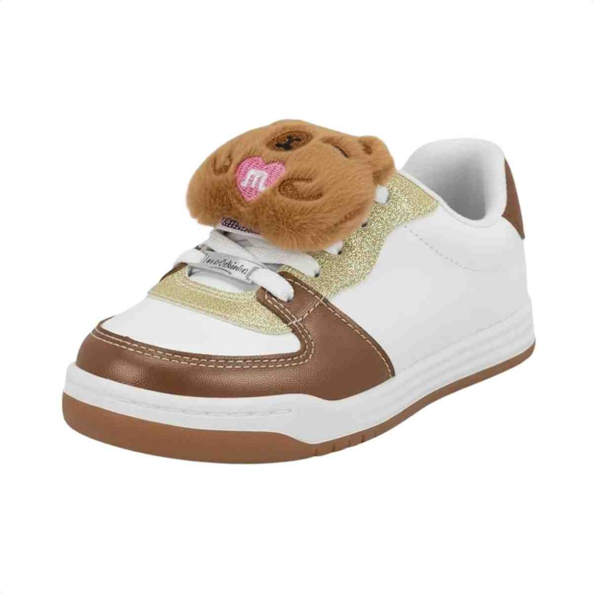 Tenis Casual Infantil Molekinha Branco Branco/Marrom 5